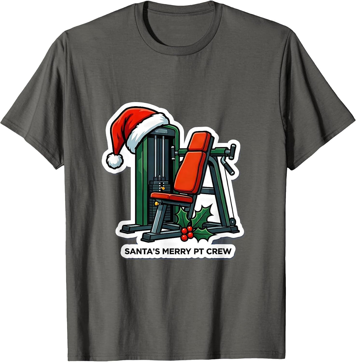 Men's Santa's Merry PT Crew Funny Physical Therapist Christmas T-Shirt - Asphalt Grey