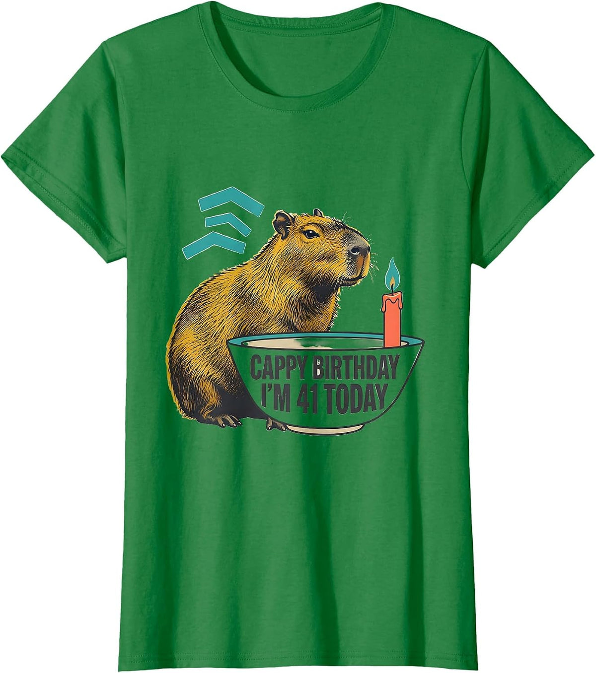 Women's Cappy Birthday I'm 41 Today Funny Capybara Kawaii Birthday T-Shirt - Kelly Green