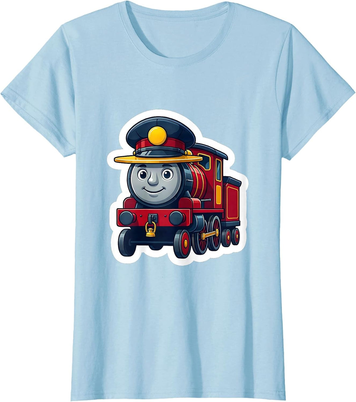 Toy Locomotive Engineer Cap Toddler Train Birthday T-Shirt - Baby Blue