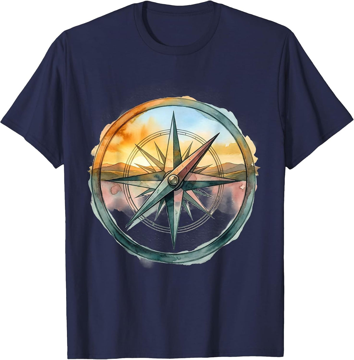 Suicide Prevention Awareness Compass Horizon Graphic T-Shirt - Navy Blue
