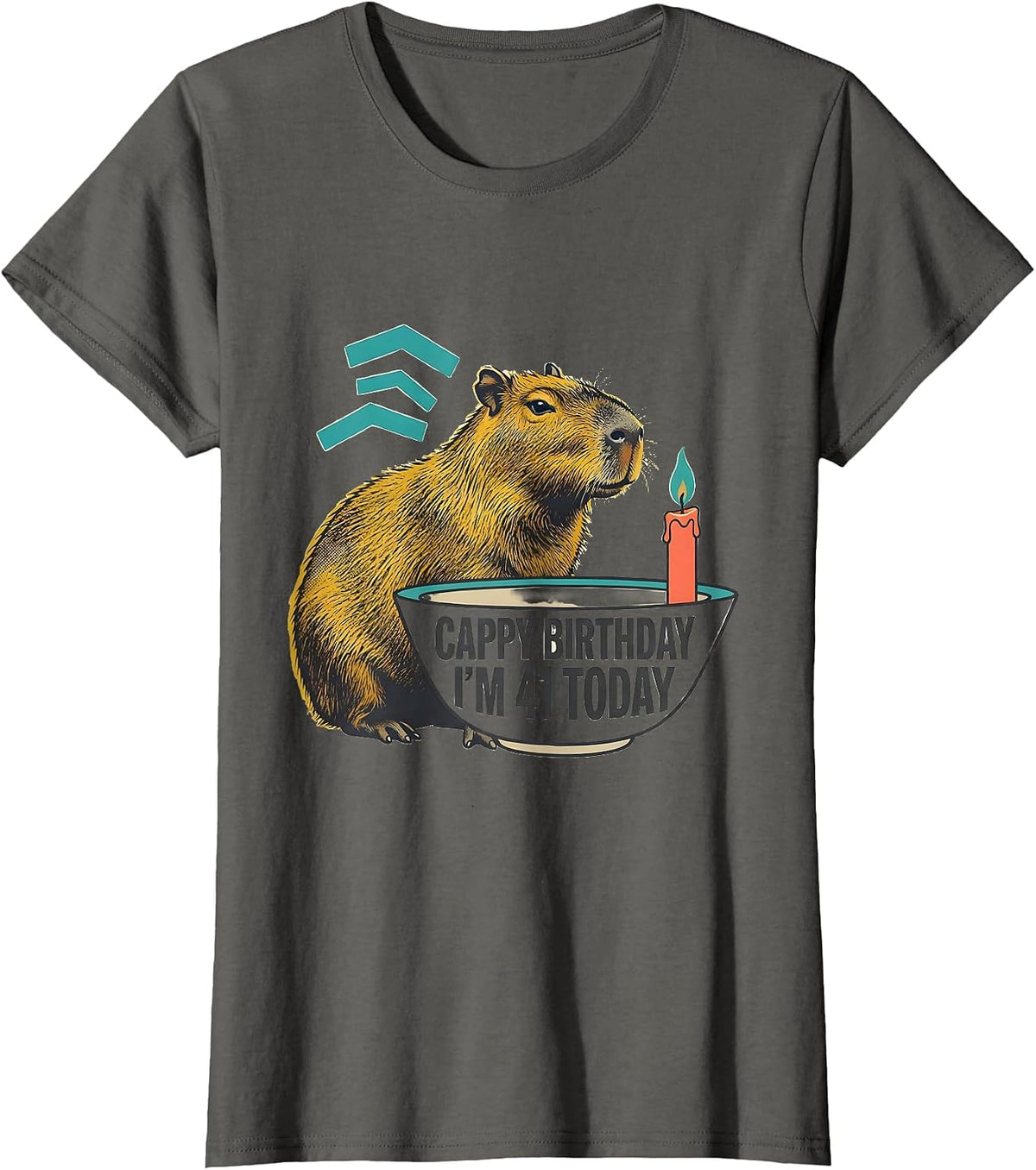 Women's Cappy Birthday I'm 41 Today Funny Capybara Kawaii Birthday T-Shirt - Asphalt Grey