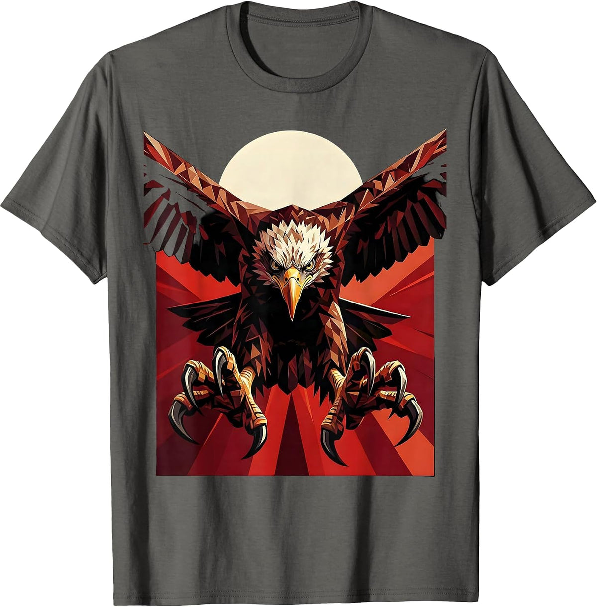 Eagle Diving Talons Out Raptor Strike Illustration T-Shirt - Asphalt Grey