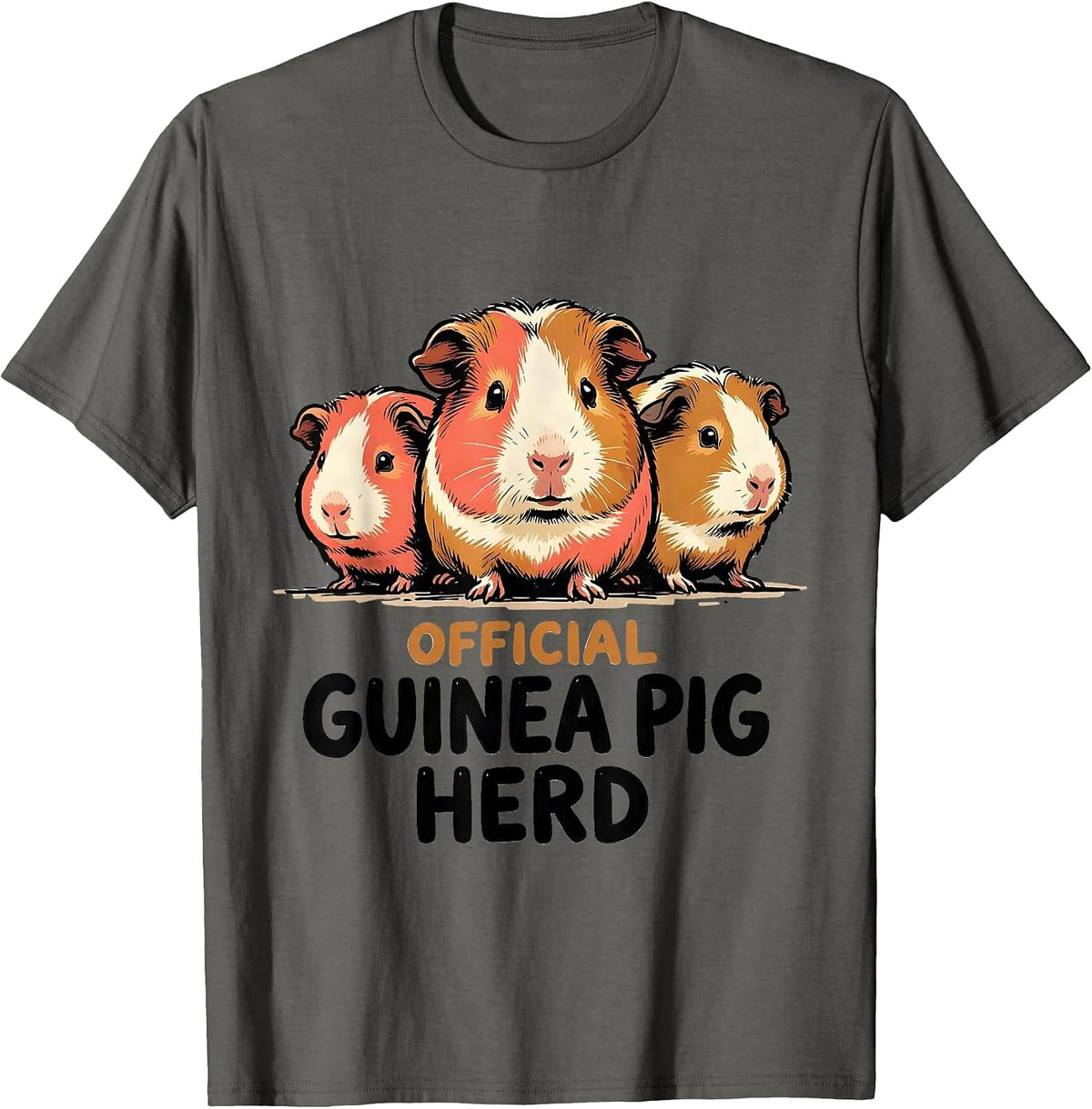 Official Guinea Pig Herd Funny Guinea Pig Lover Humor T-Shirt - Asphalt Grey