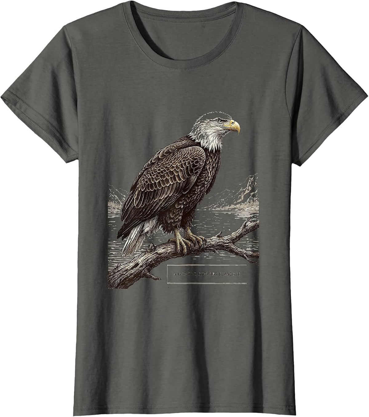 Women's A Gentle Goodbye Jackie Vintage Eagle Memorial Tribute T-Shirt - Asphalt Grey