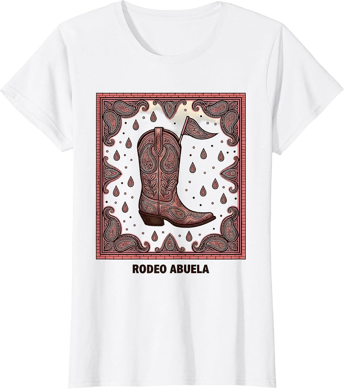 Women's Rodeo Abuela Bandana Paisley Cowgirl Birthday Party Family T-Shirt - White