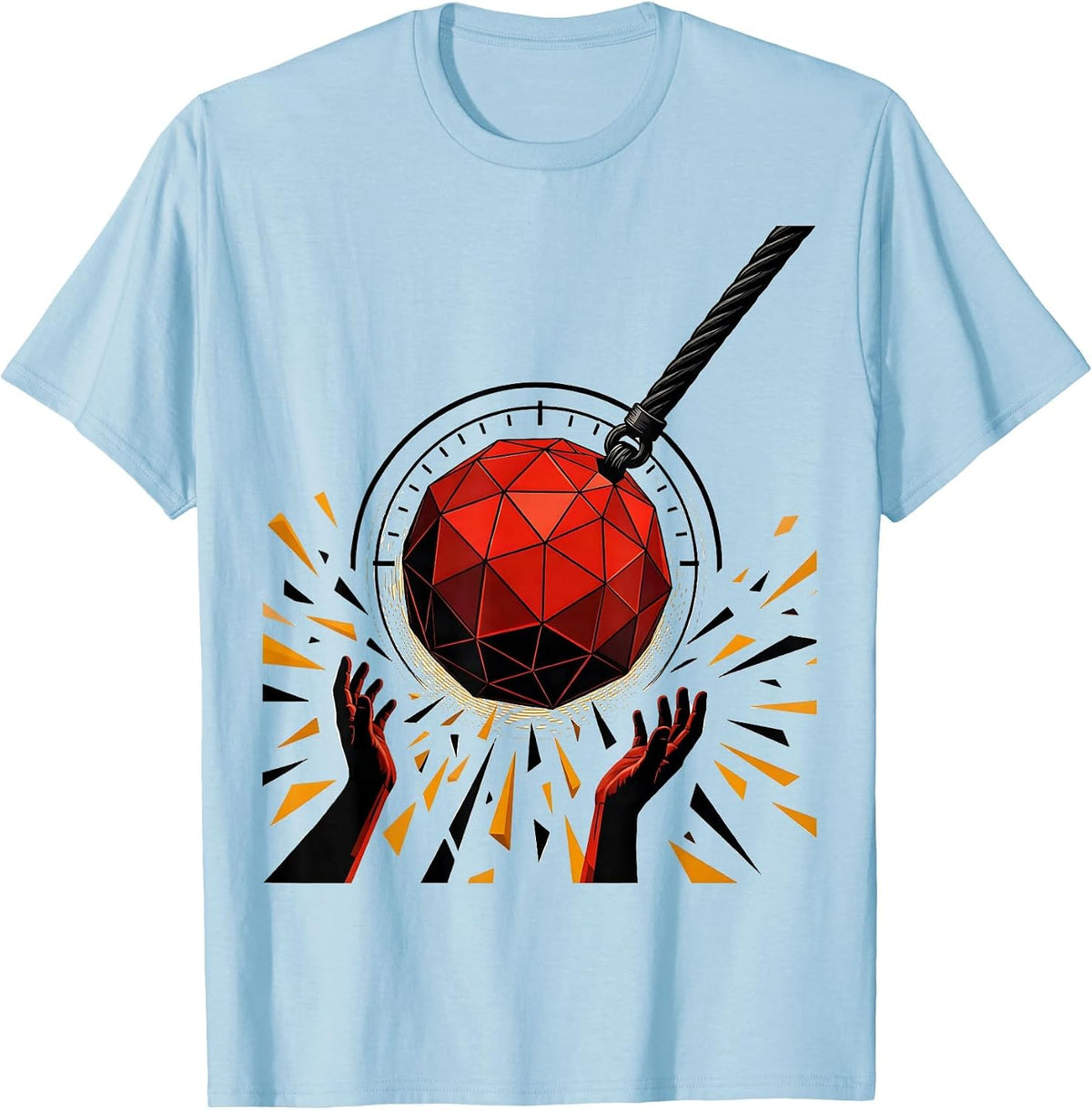 Men's Countdown Sphere Ball Drop Dirty Humor Party T-Shirt - Baby Blue