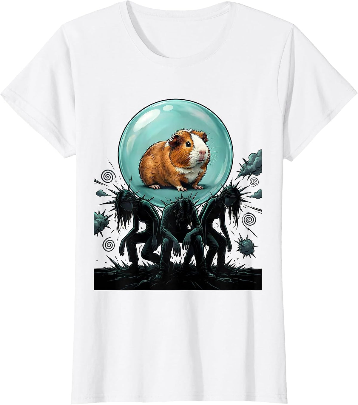 Guinea Pig Happy Calm Bubble Pet Lover Humor T-Shirt - White