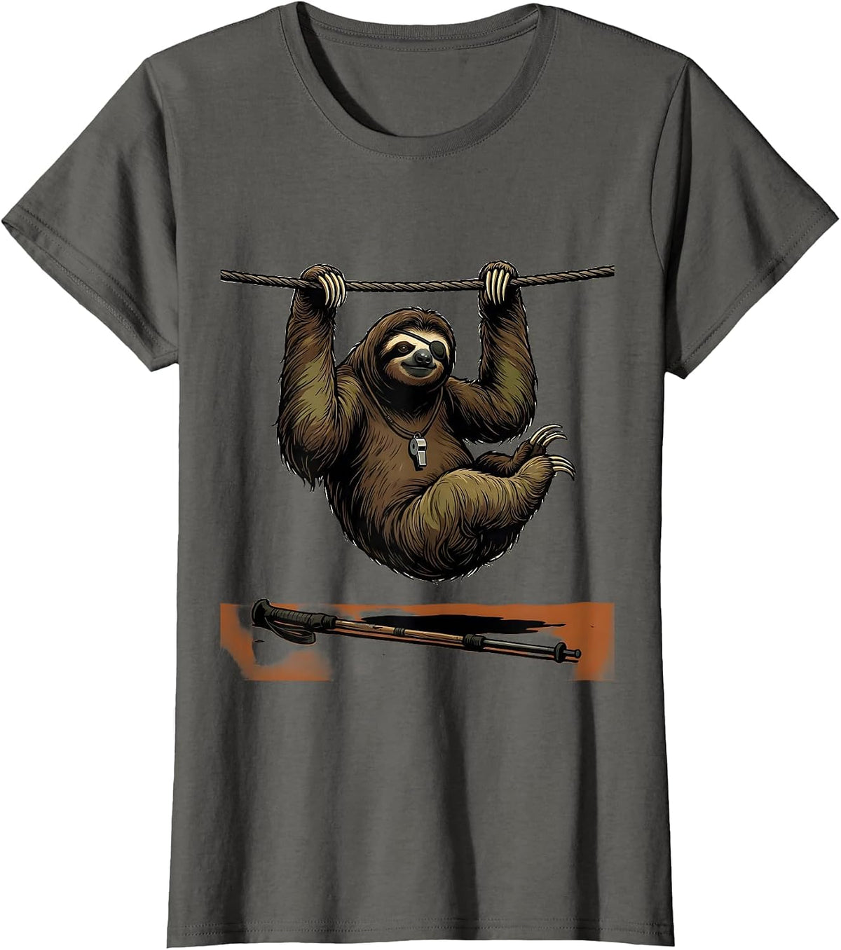 Women's Masked Sloth Lazy Humor Funny Sloth Lover Gift T-Shirt - Asphalt Grey