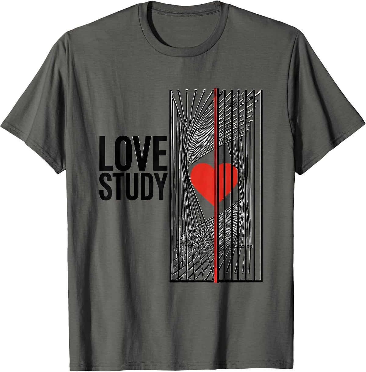 Love Study Geometric Skeleton Humor Radiology Tech Valentine T-Shirt - Asphalt Grey