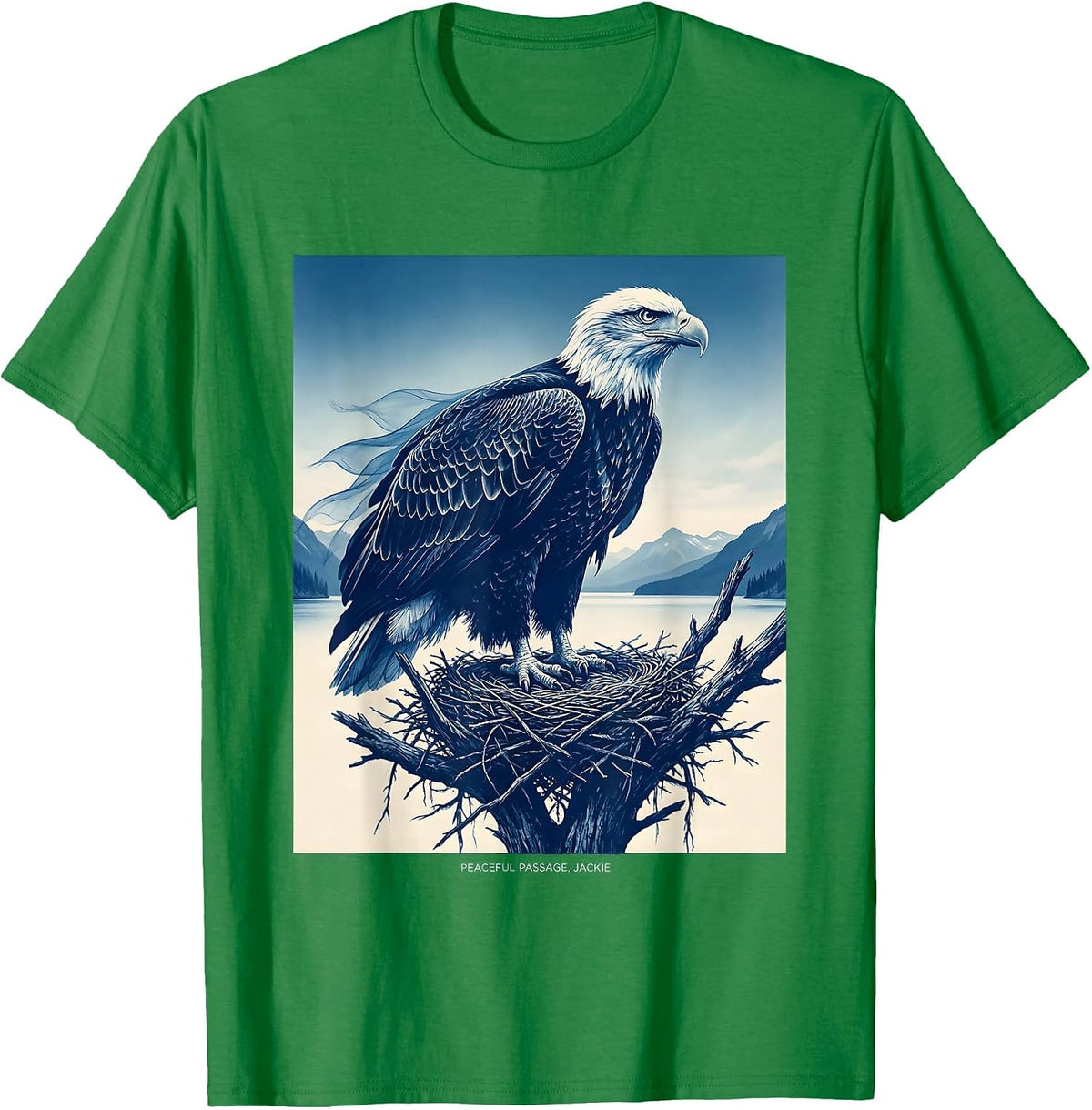 Men's Peaceful Passage Jackie Vintage Eagle Memorial Tribute T-Shirt - Kelly Green