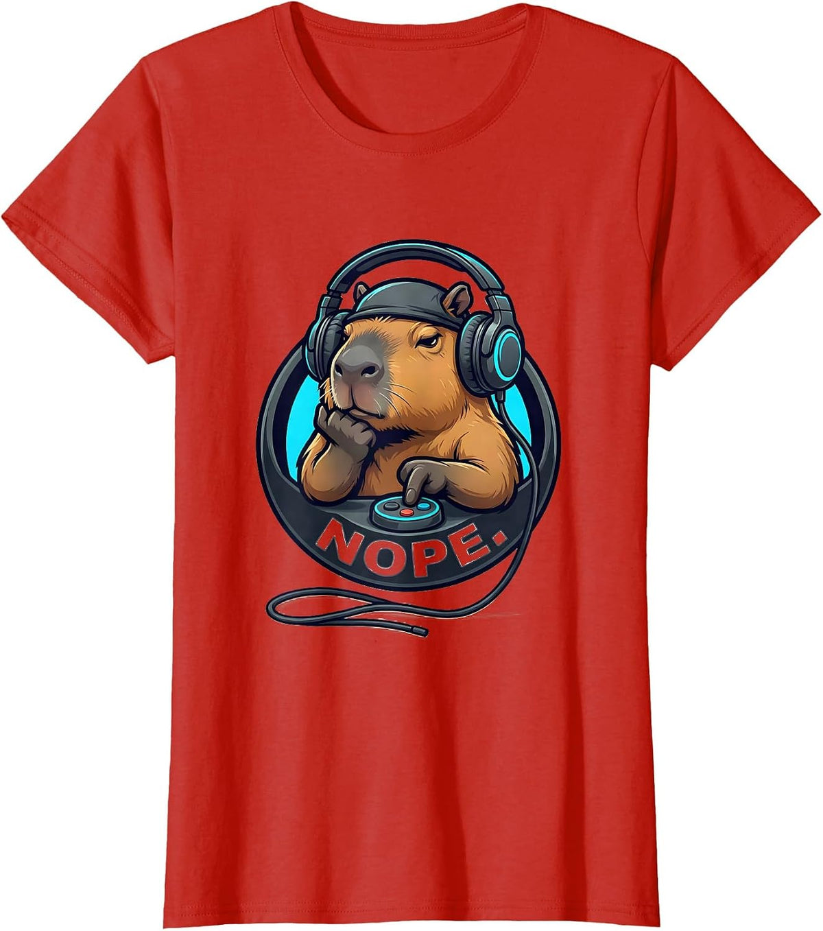 NOPE Funny Capybara Gamer Meme Humor T-Shirt - Red