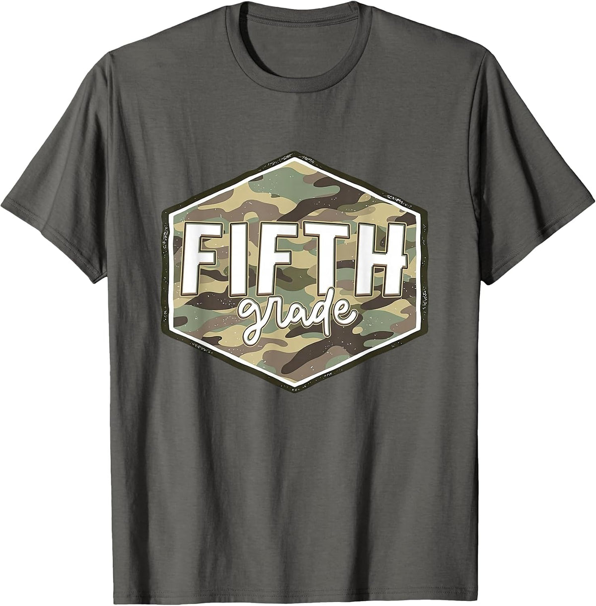 First Day of Fifth Grade Camo Back to School 5th Grade Boys T-Shirt - Asphalt Grey