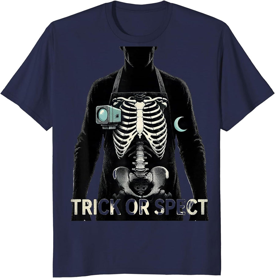 Trick Or SPECT Funny Radiology Tech Halloween Workplace T-Shirt - Navy Blue