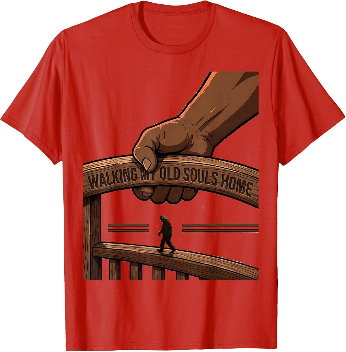 Men's Walking My Old Souls Home Funny Nurse Healthcare Worker T-Shirt - Red