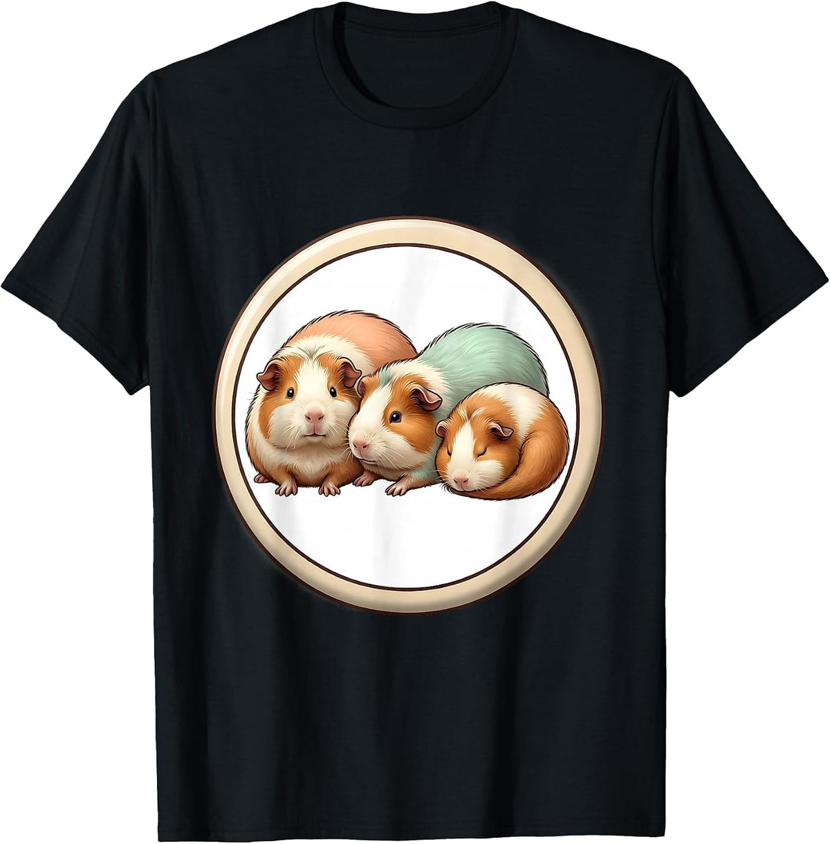 Men's Sealed Guinea Pig Badge Cute Kawaii Pet Lover Gift T-Shirt - Black