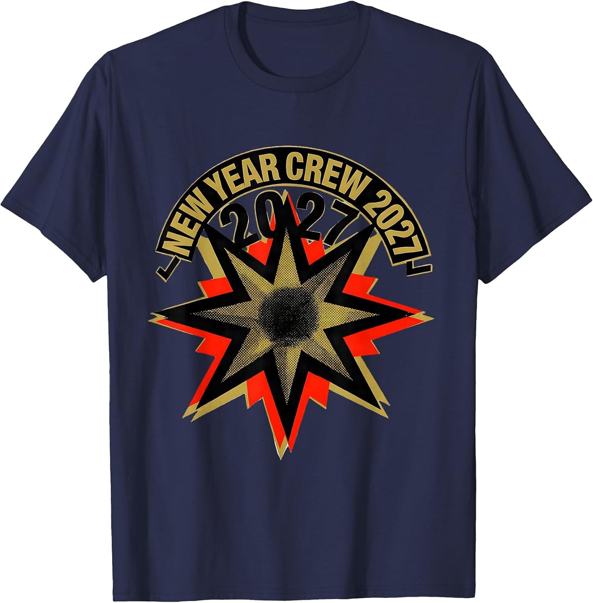 Men's New Year Crew 2027 Screenprint Party Family Matching T-Shirt - Navy Blue