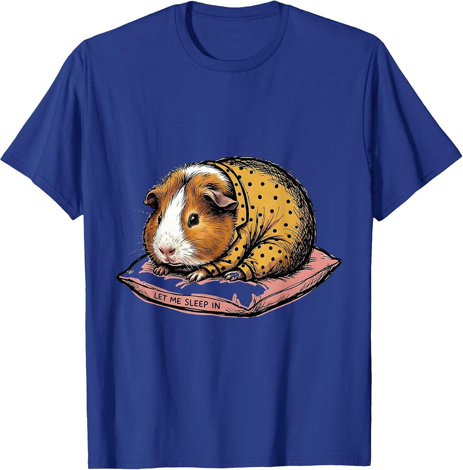 Let Me Sleep In Funny Guinea Pig Pajama Pet Lover Humor T-Shirt - Royal Blue