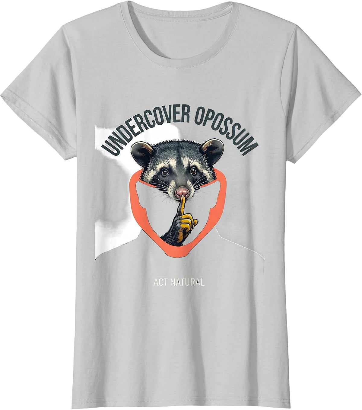 Undercover Opossum Act Natural Funny Halloween Costume T-Shirt - Silver Grey