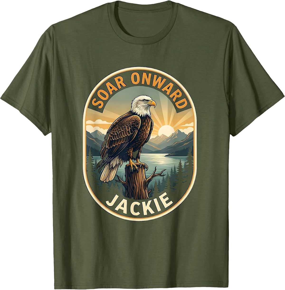 Men's Soar Onward Jackie Memorial Eagle Tribute Big Bear Lake T-Shirt - Olive Green