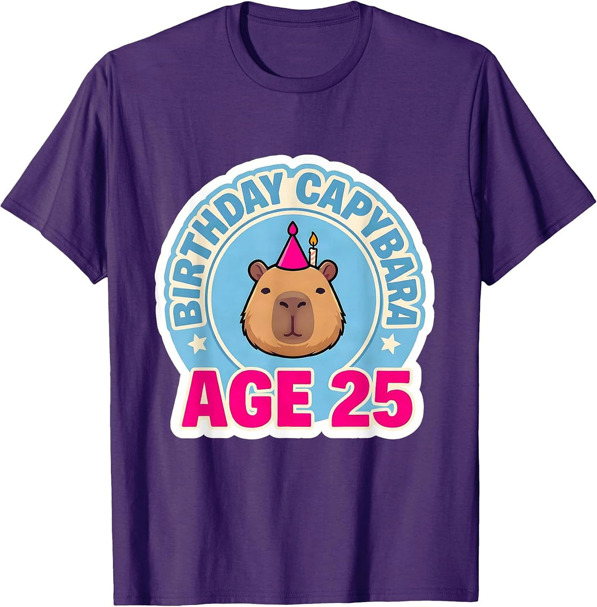 Men's Birthday Capybara Age 25 Kawaii Pun Animal Lover Gift T-Shirt - Purple