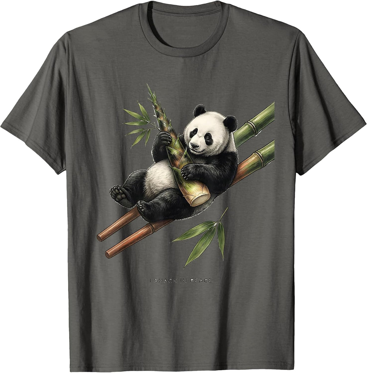 Men's I Snack In Peace Cute Panda Lover Humor Gift for Kids Teens T-Shirt - Asphalt Grey