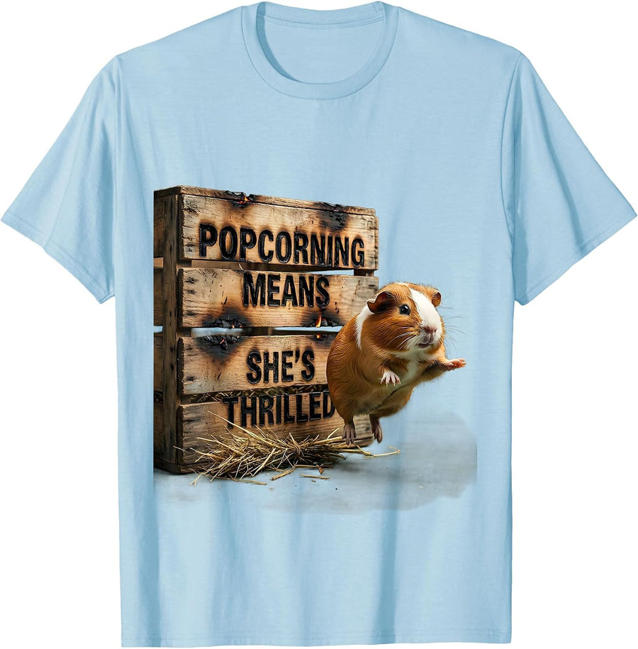 Men's Popcorning Means She's Thrilled Vintage Guinea Pig Cavy T-Shirt - Baby Blue