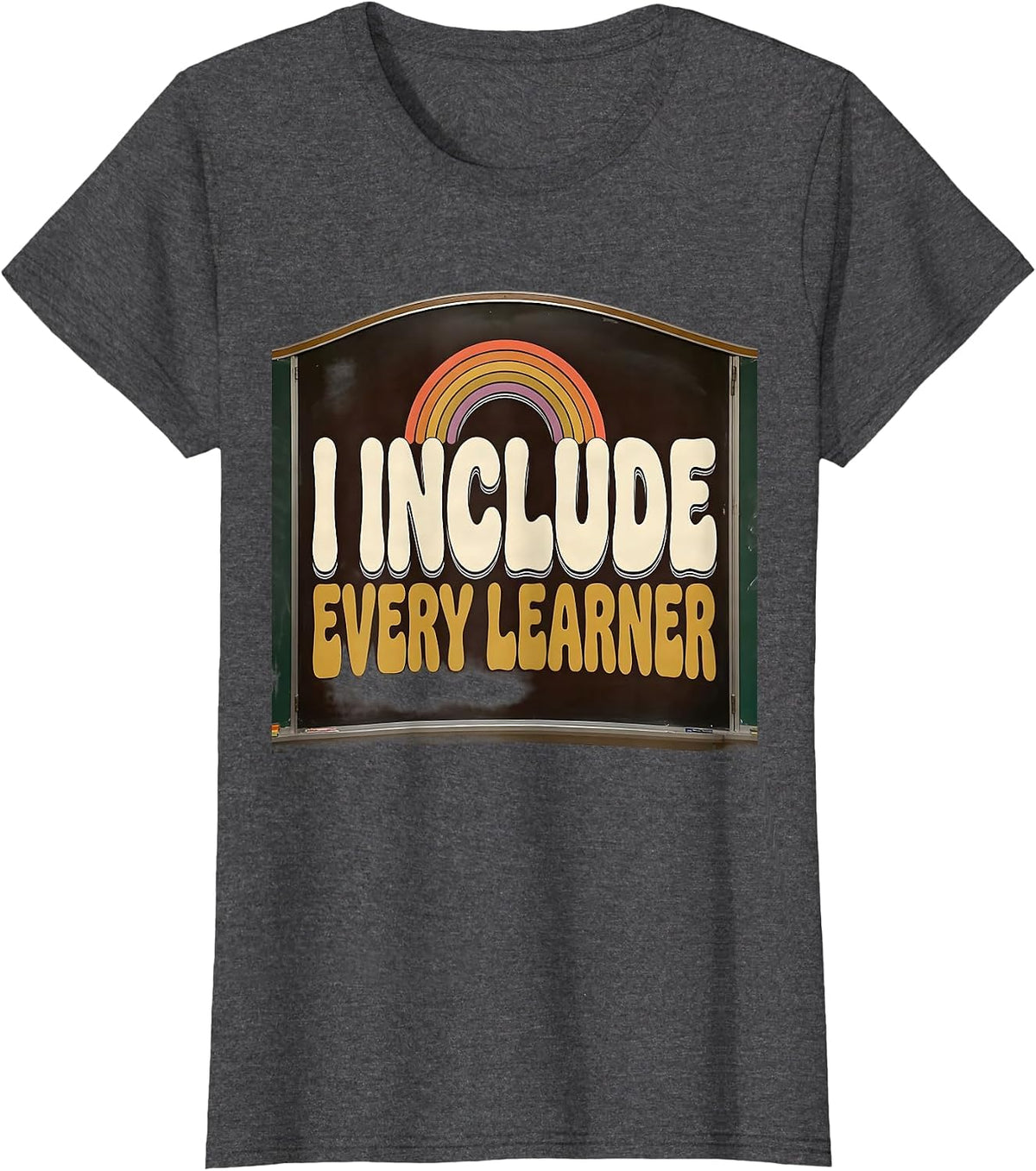 Women's I Include Every Learner Retro 70s Special Education Teacher T-Shirt - Dark Heather Grey