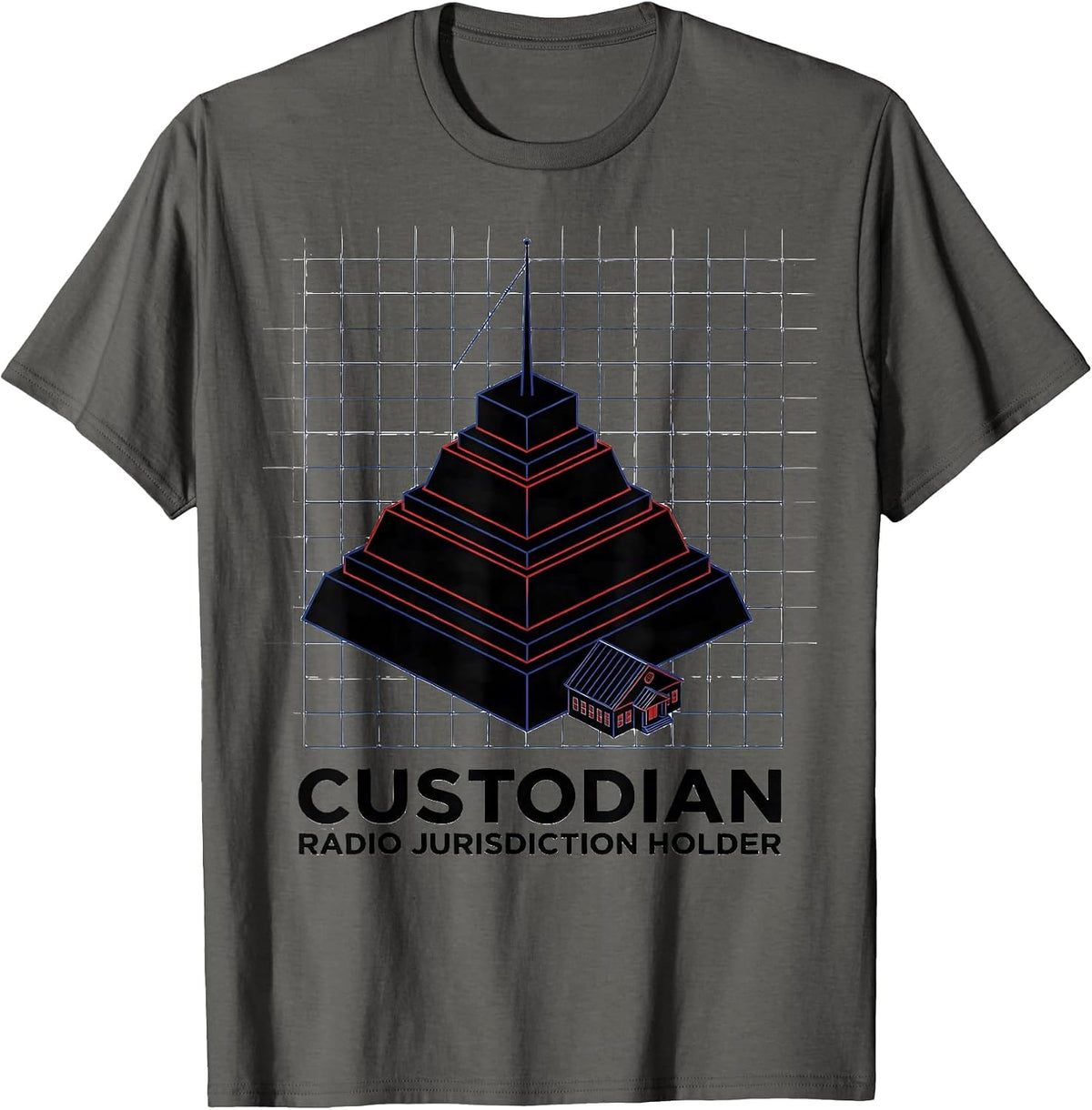 Custodian: Radio Jurisdiction Holder Funny School Custodian T-Shirt - Asphalt Grey