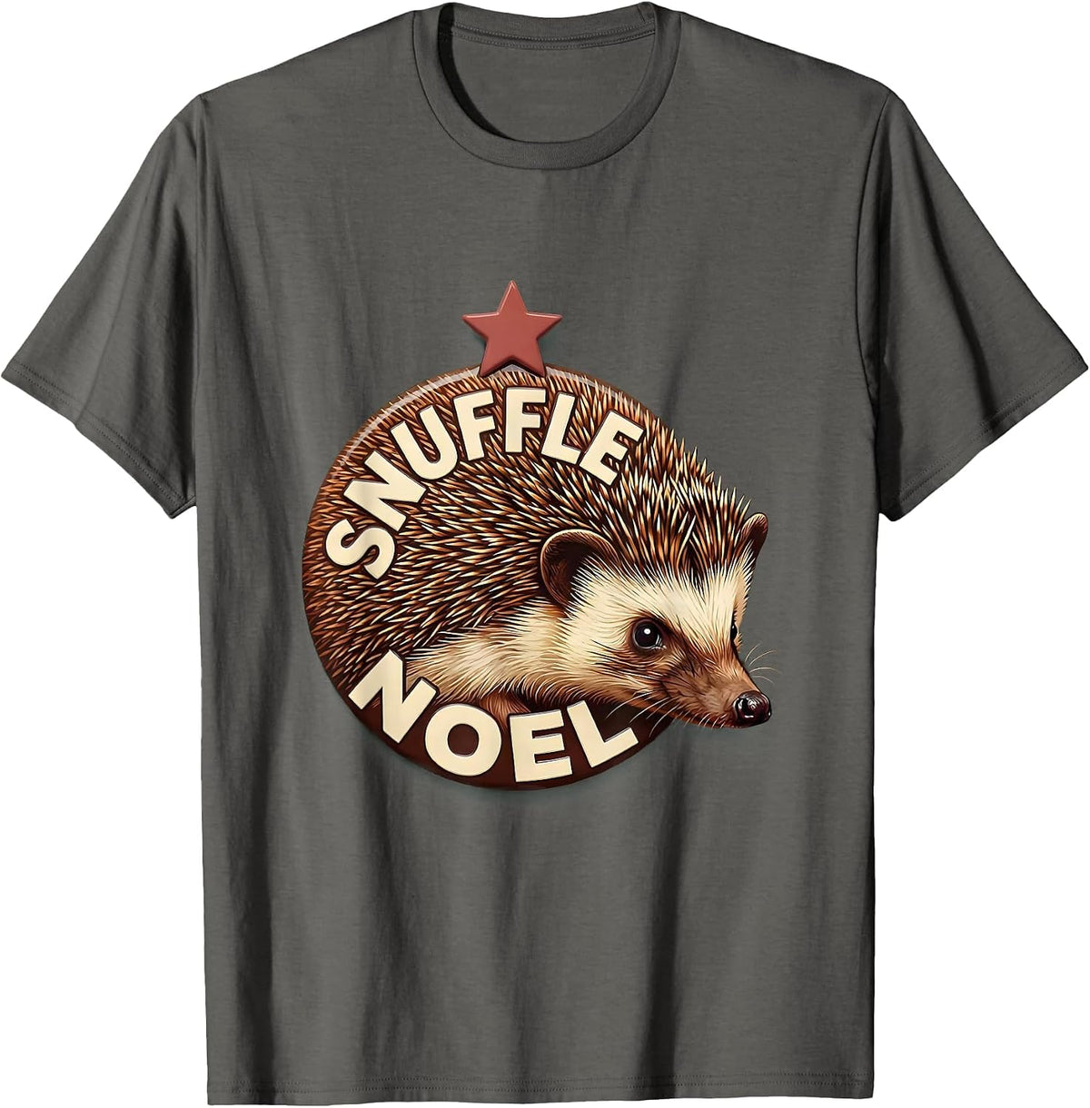Men's Snuffle Noel Cute Hedgehog Christmas Humor Gift T-Shirt - Asphalt Grey