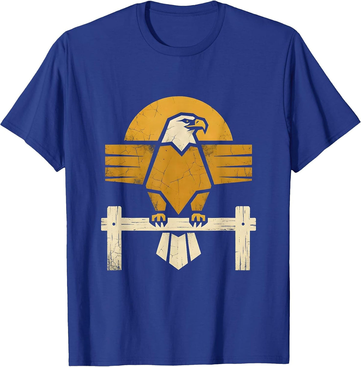 Men's Texas Bald Eagle Perched on Fence Post Graphic T-Shirt - Royal Blue