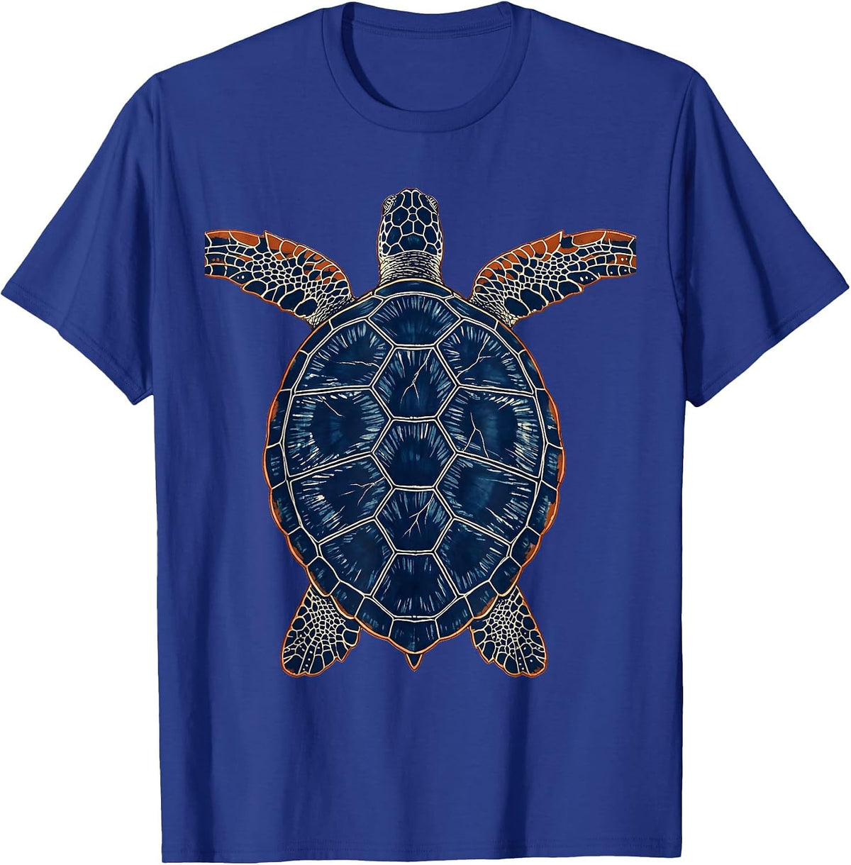Men's Turtle Pushing Against Current Underwater Art T-Shirt - Royal Blue