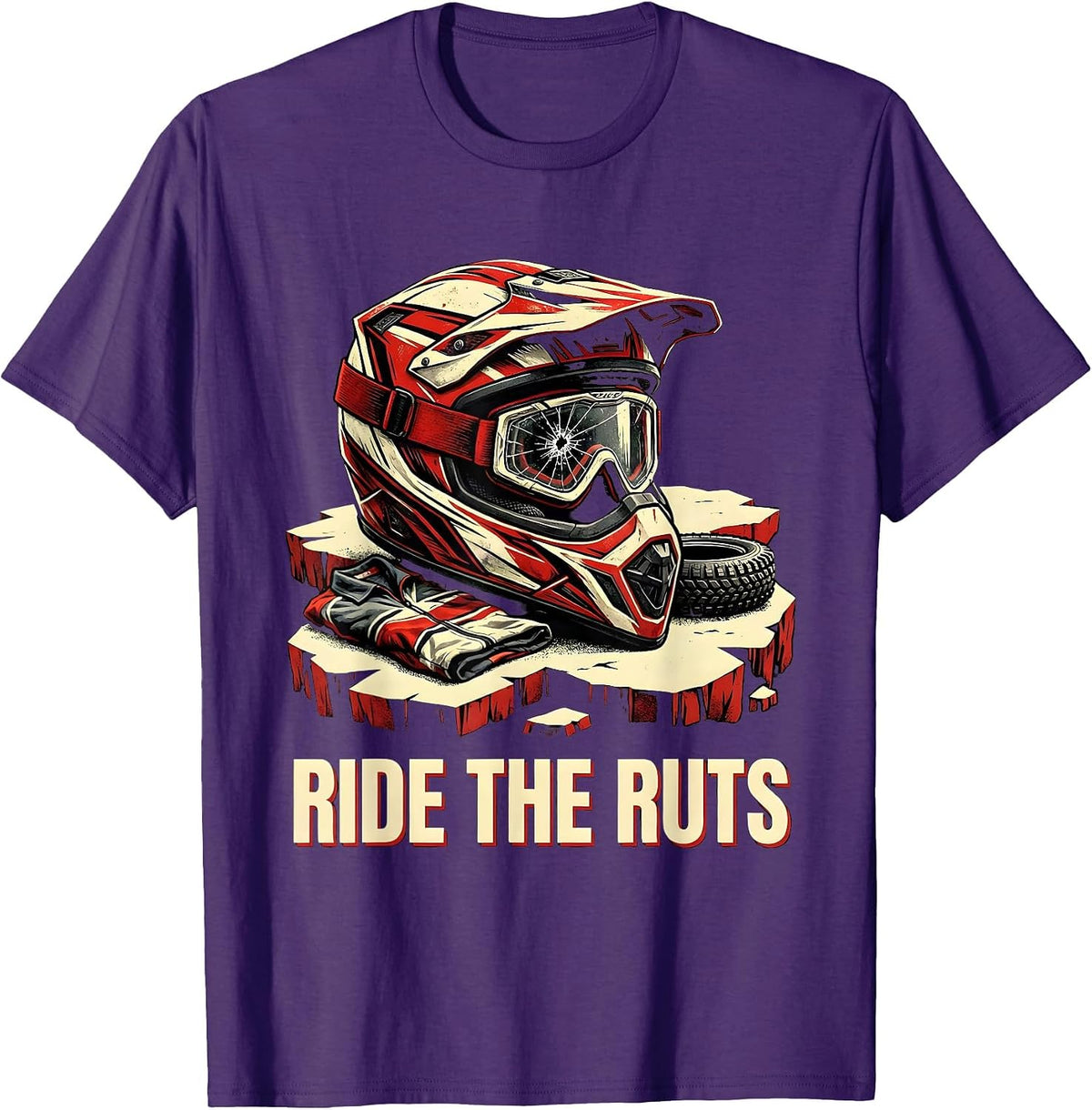 Ride The Ruts Motocross Helmet Dirt Bike Rider Pride T-Shirt - Purple