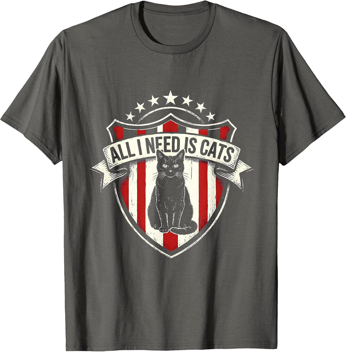 All I Need Is Cats Funny Cat Lover Design T-Shirt - Asphalt Grey