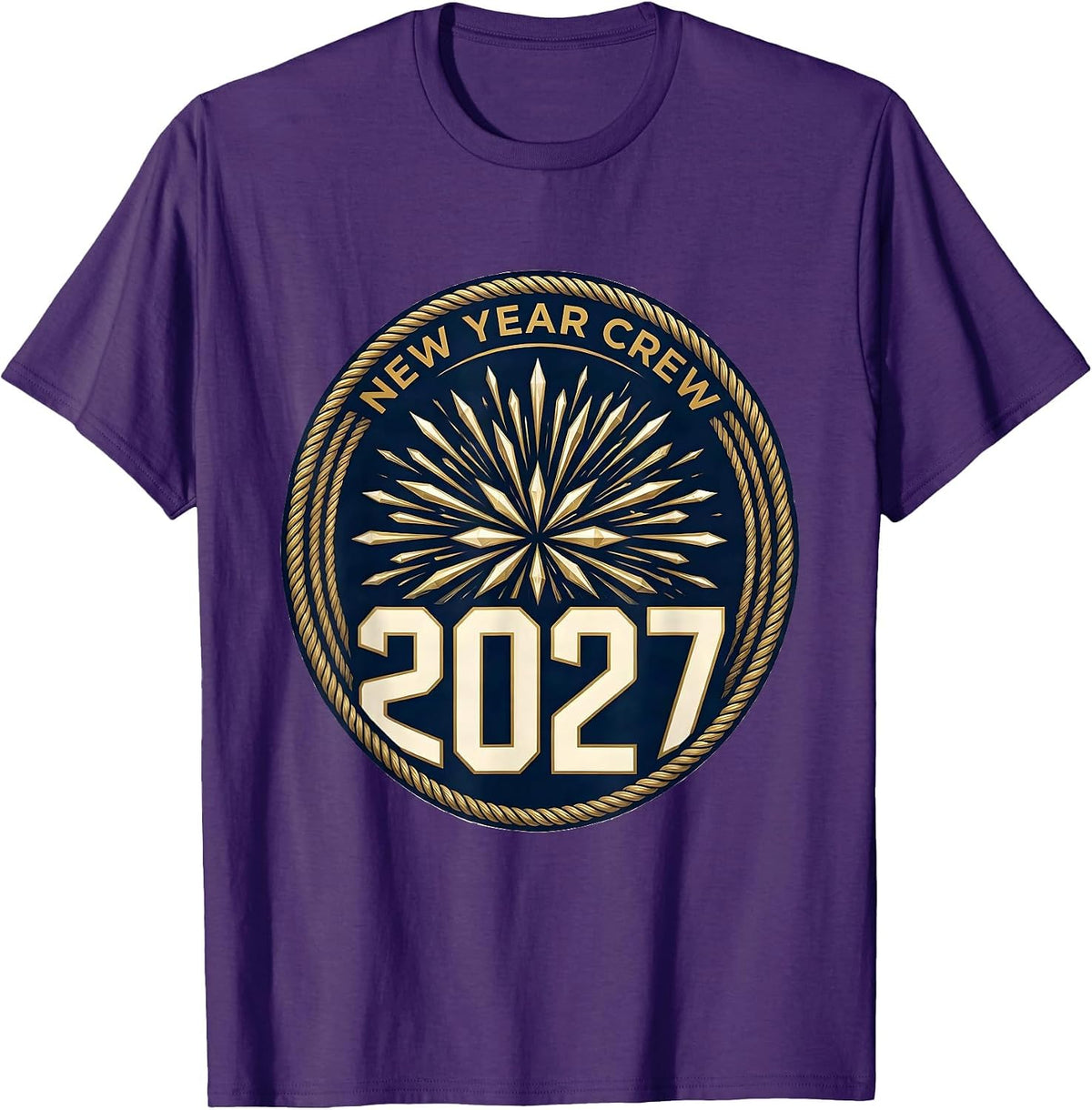 New Year Crew 2027 Emblem Family Party Keepsake T-Shirt - Purple