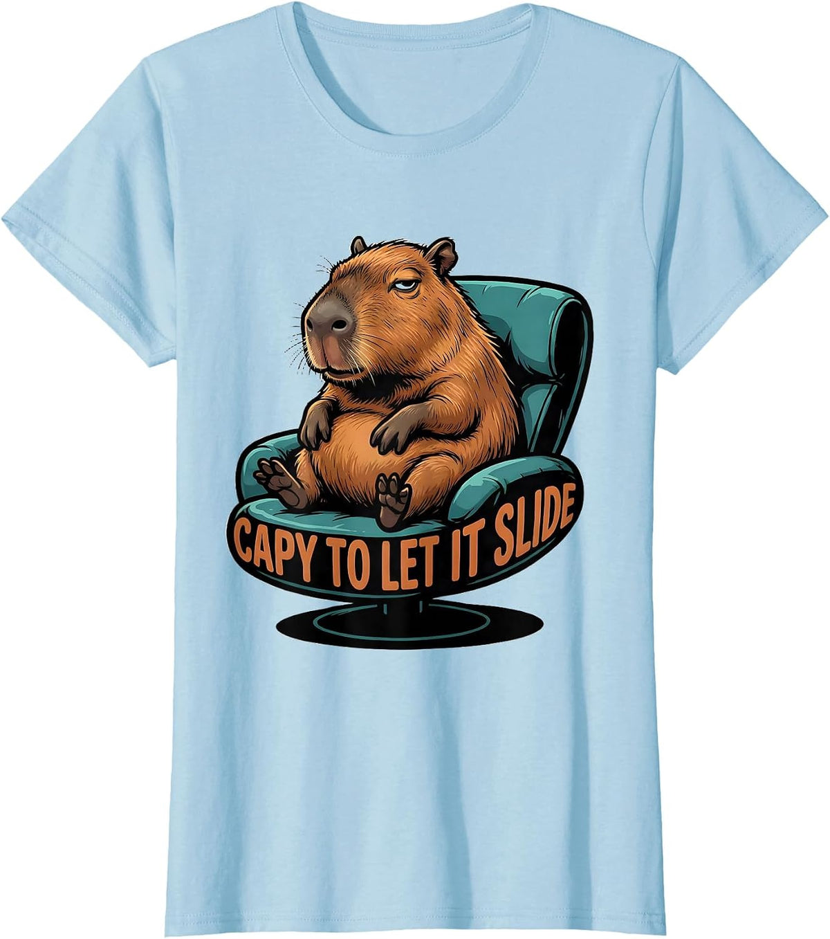 Women's Capy To Let It Slide Funny Capybara Gamer Meme Humor T-Shirt - Baby Blue