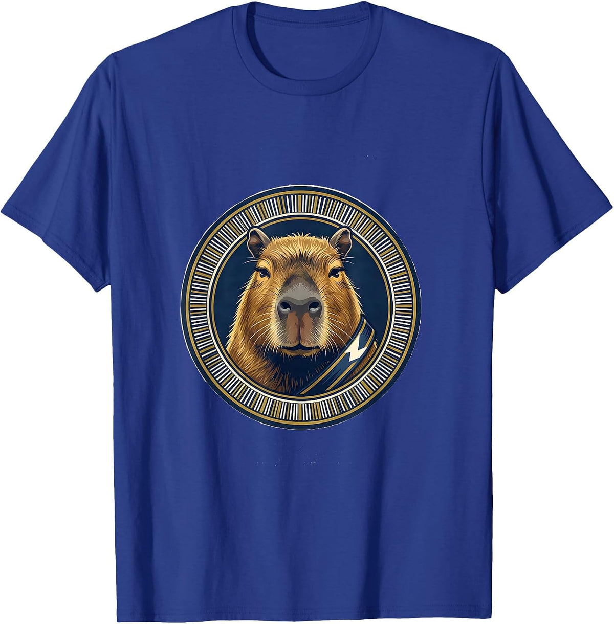 Men's Capybara Varsity Badge Sports Humor Animal Lover T-Shirt - Royal Blue