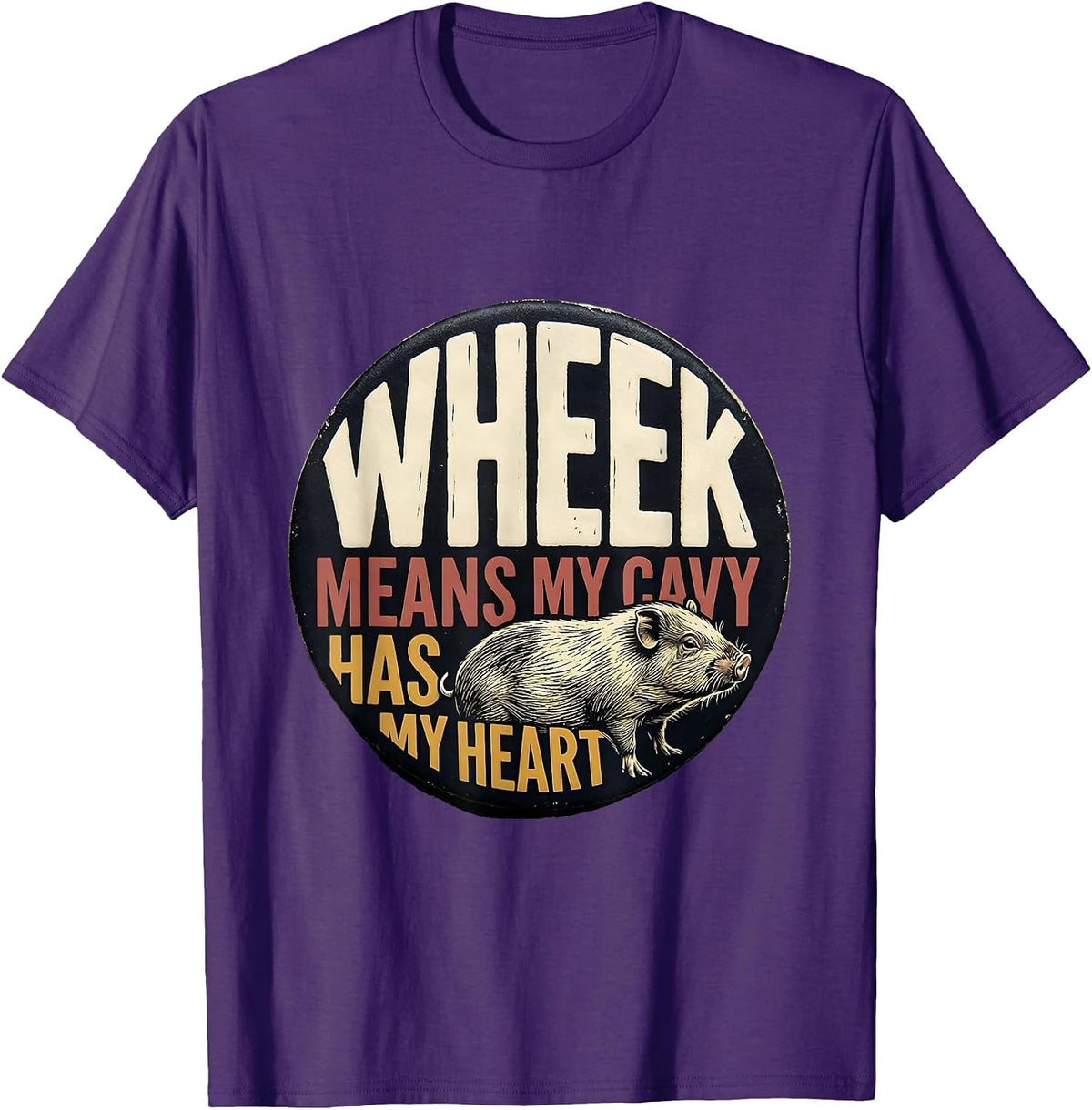 Men's Wheek Means My Cavy Has My Heart Funny Guinea Pig Lover T-Shirt - Purple