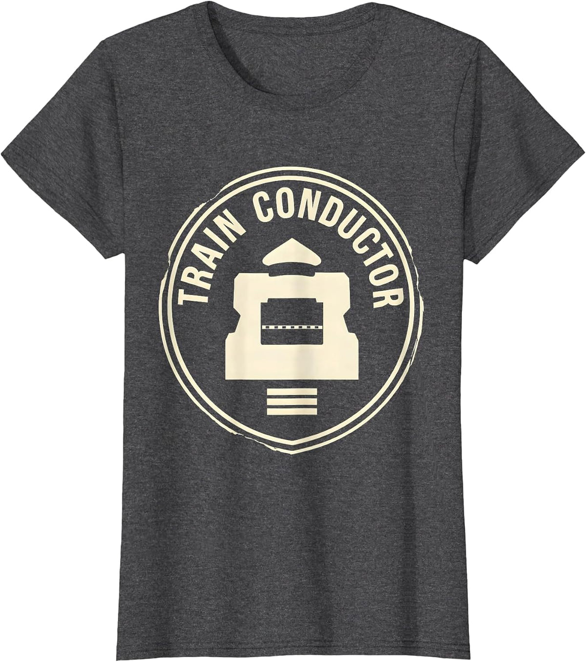 Women's Train Conductor Costume Halloween Funny Train Engineer T-Shirt - Dark Heather Grey