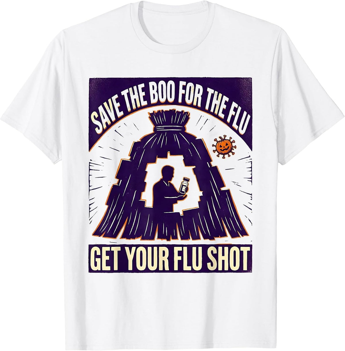 Men's Save The Boo For The Flu, Get Your Flu Shot Funny T-Shirt - White