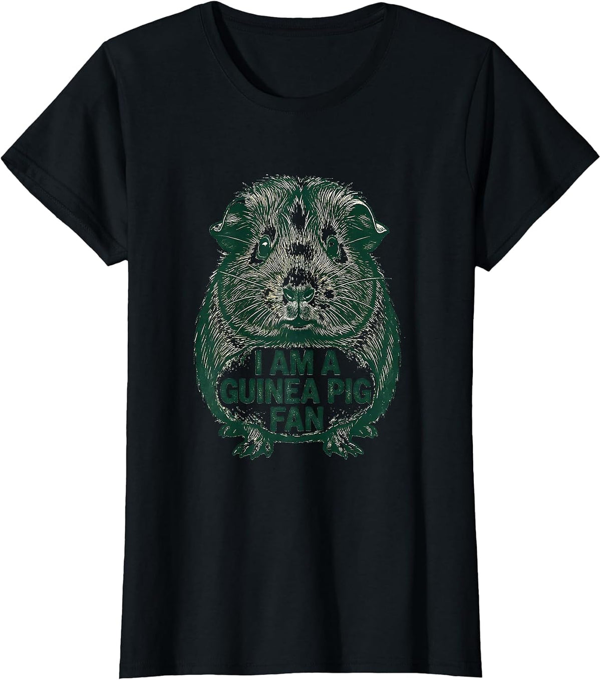 I Am A Guinea Pig Fan Funny Pig Lover Rubber Stamp Humor T-Shirt - Black