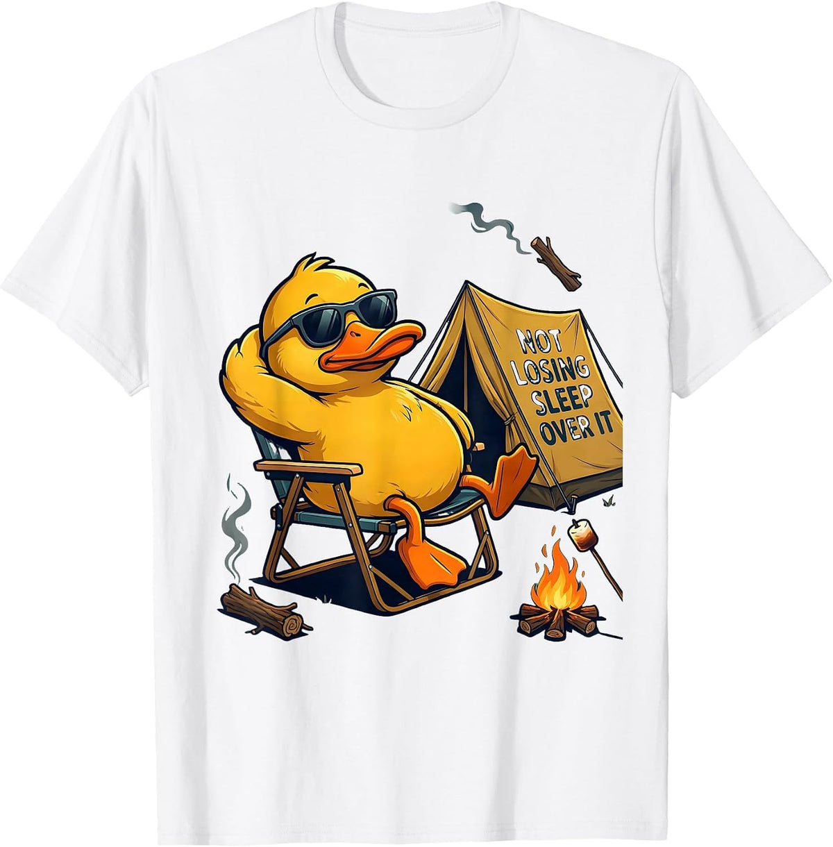 Men's Not Losing Sleep Over It Funny Duck Mascot Novelty Gift T-Shirt - White