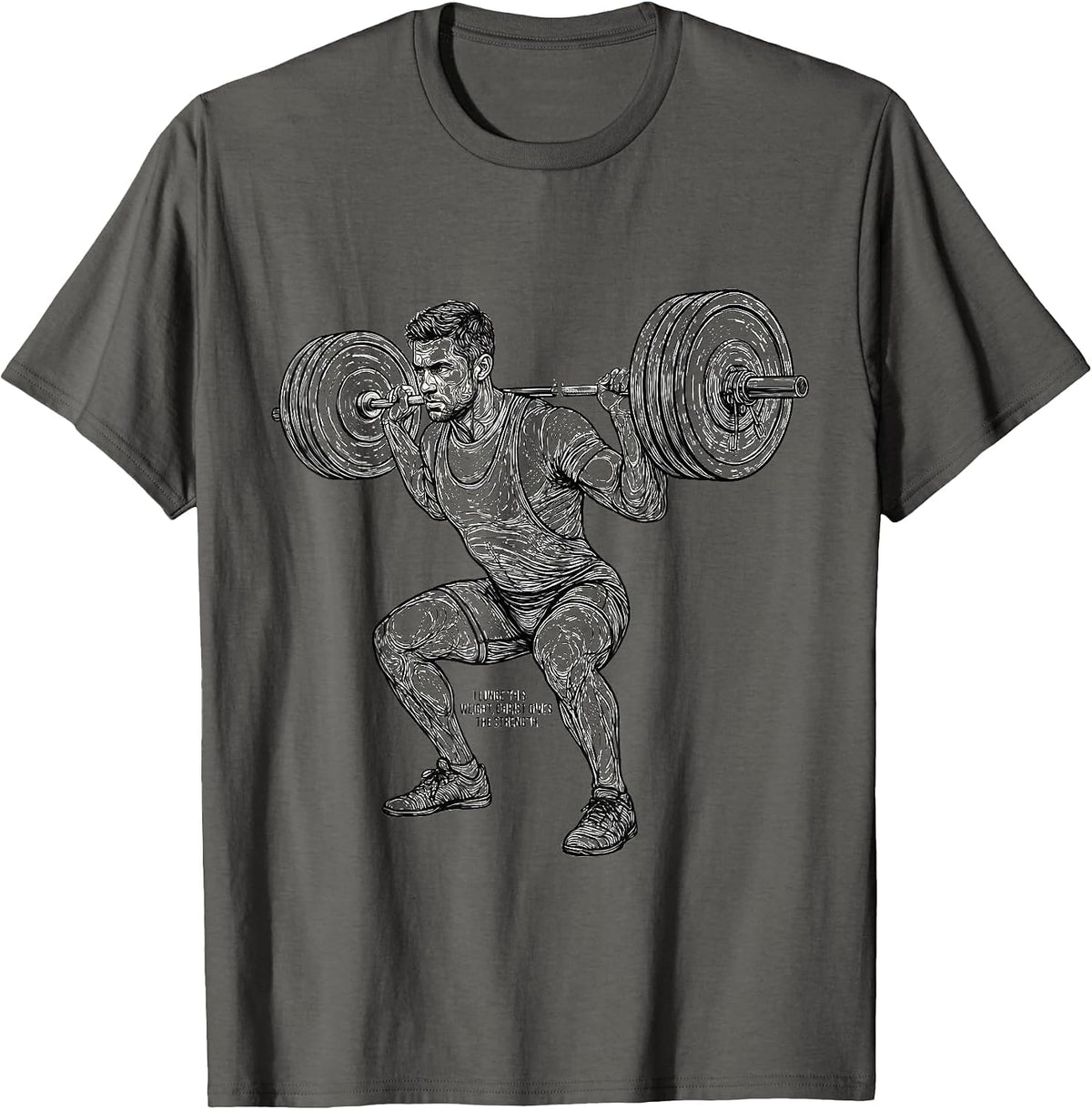 Men's I Lunge This Weight, Christ Gives The Strength Christian T-Shirt - Asphalt Grey