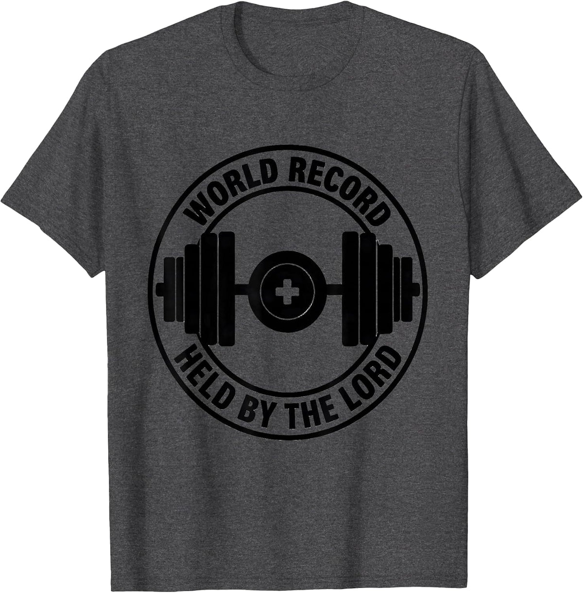 Men's World Record: Held By The Lord Christian Men Gym Faith Iron T-Shirt - Dark Heather Grey