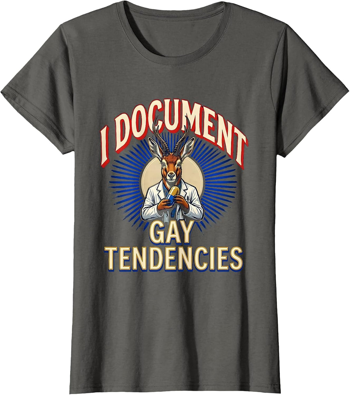 Women's I Document Gay Tendencies Funny Bootleg Meme Humor Queer T-Shirt - Asphalt Grey