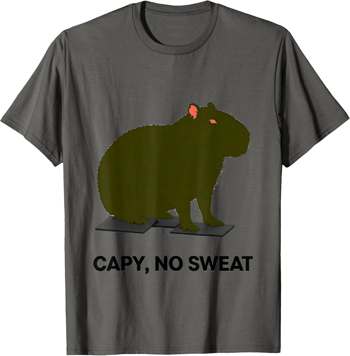 Men's Capy, No Sweat Funny Capybara Meme Animal Humor T-Shirt - Asphalt Grey