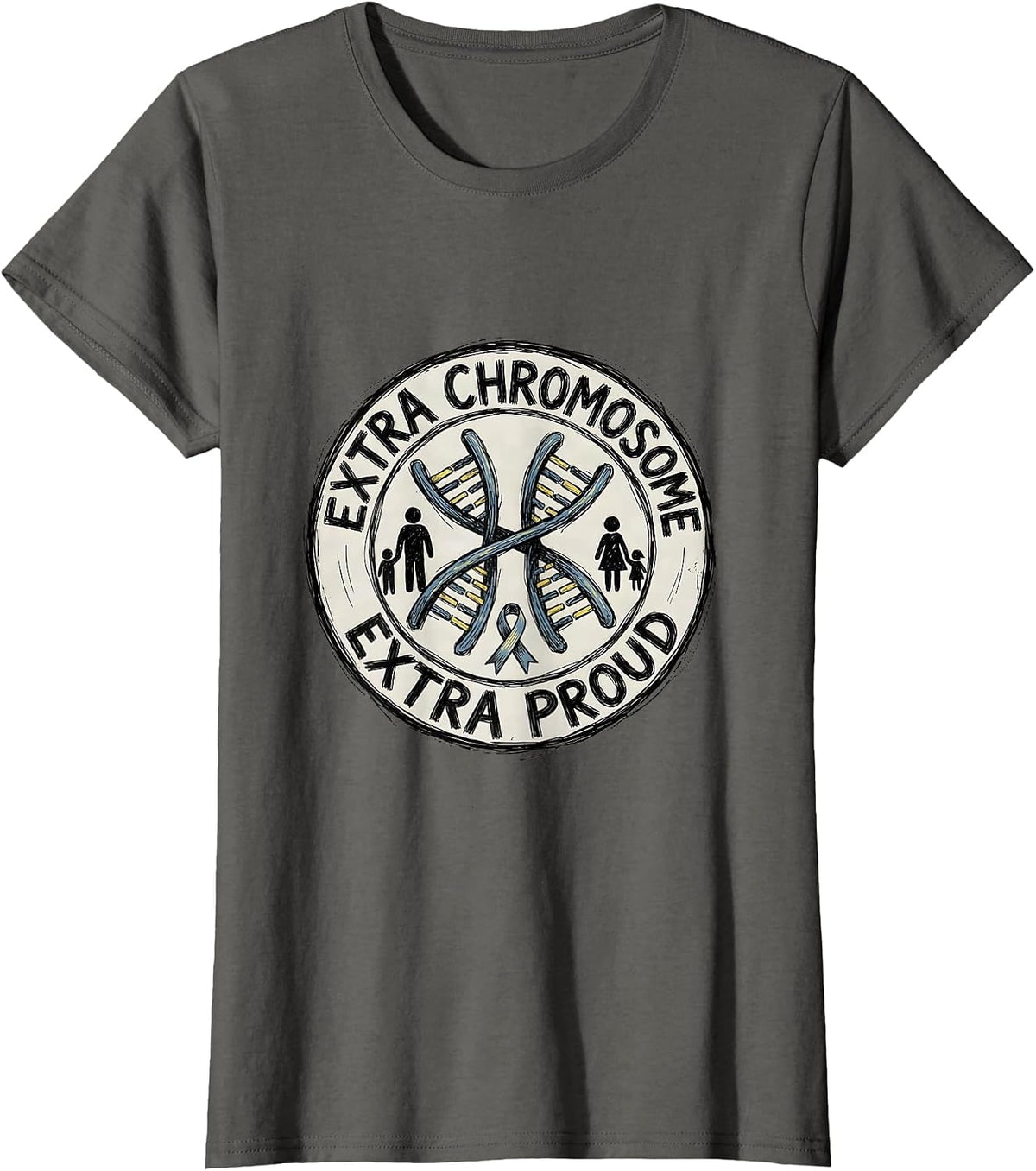 Women's Extra Chromosome Extra Proud Inspirational Down Syndrome T-Shirt - Asphalt Grey