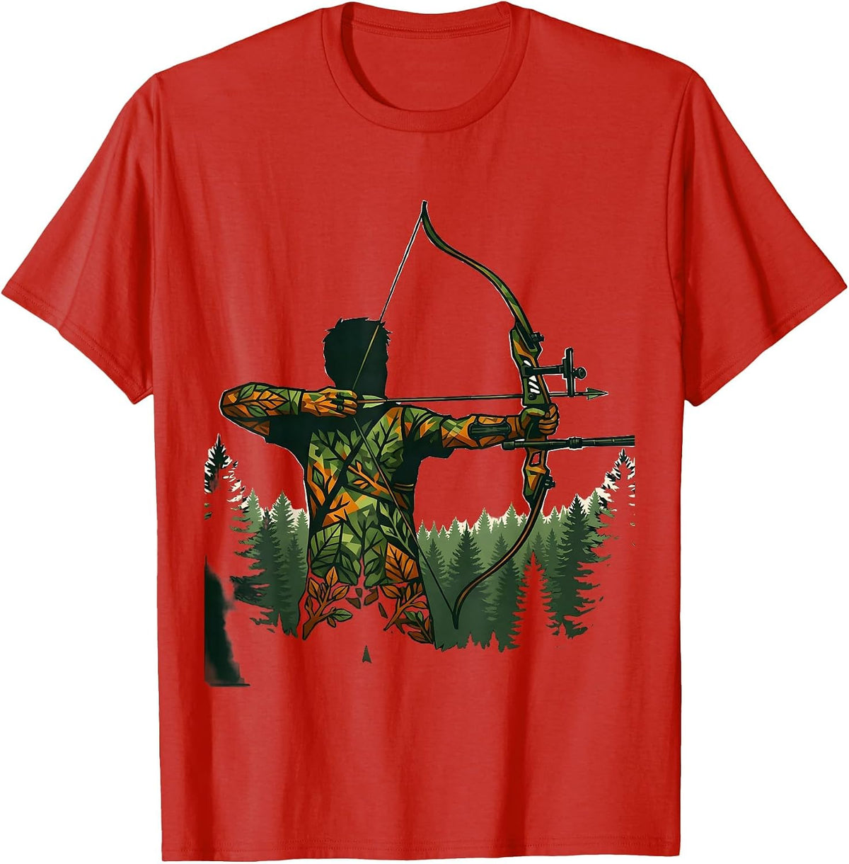 Men's Camo Hunting Bow and Arrow Graphic T-Shirt - Red