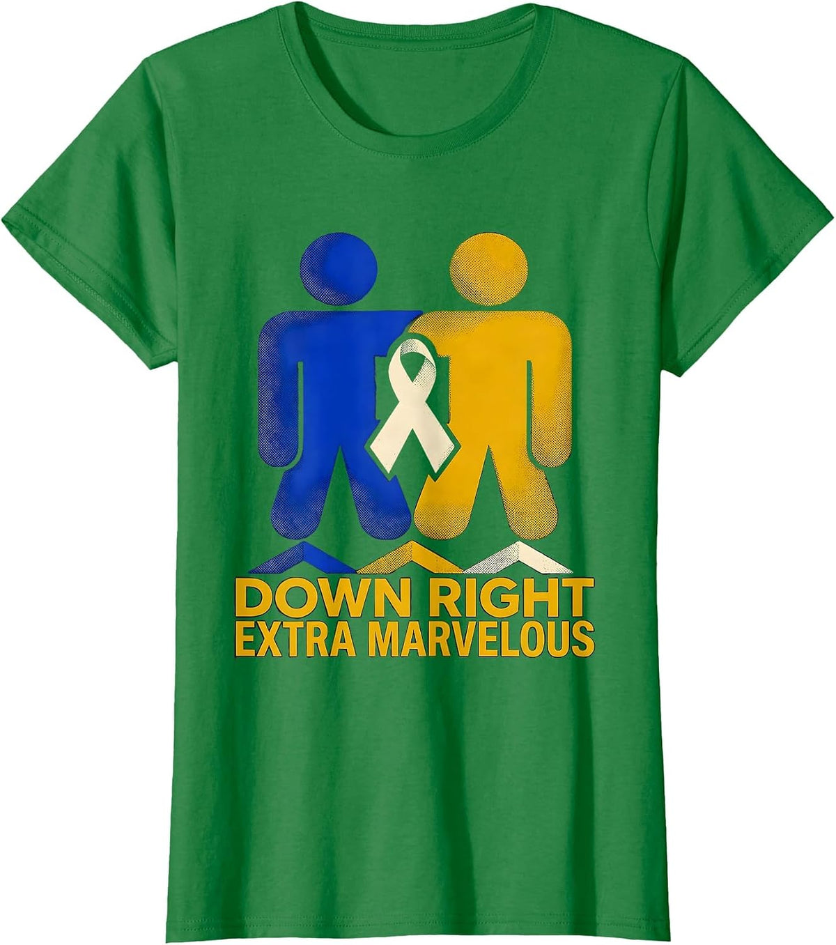Women's Down Right Extra Marvelous Midcentury Modern Down Syndrome T-Shirt - Kelly Green