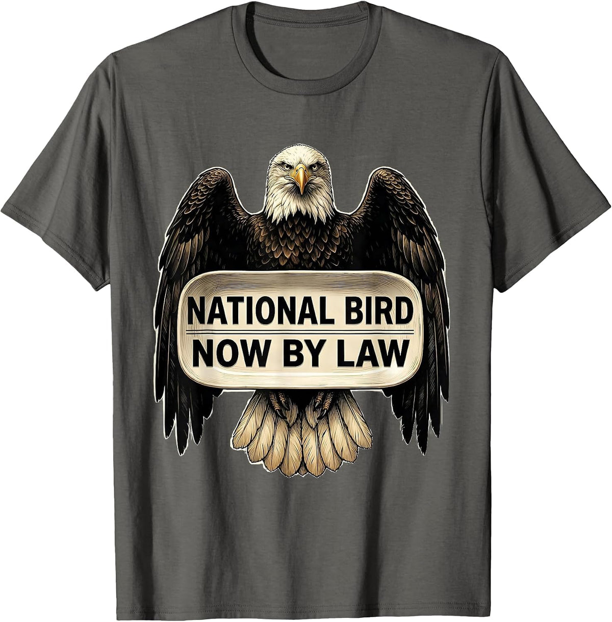 Men's National Bird Now By Law Vintage Bald Eagle Wildlife Lover T-Shirt - Asphalt Grey