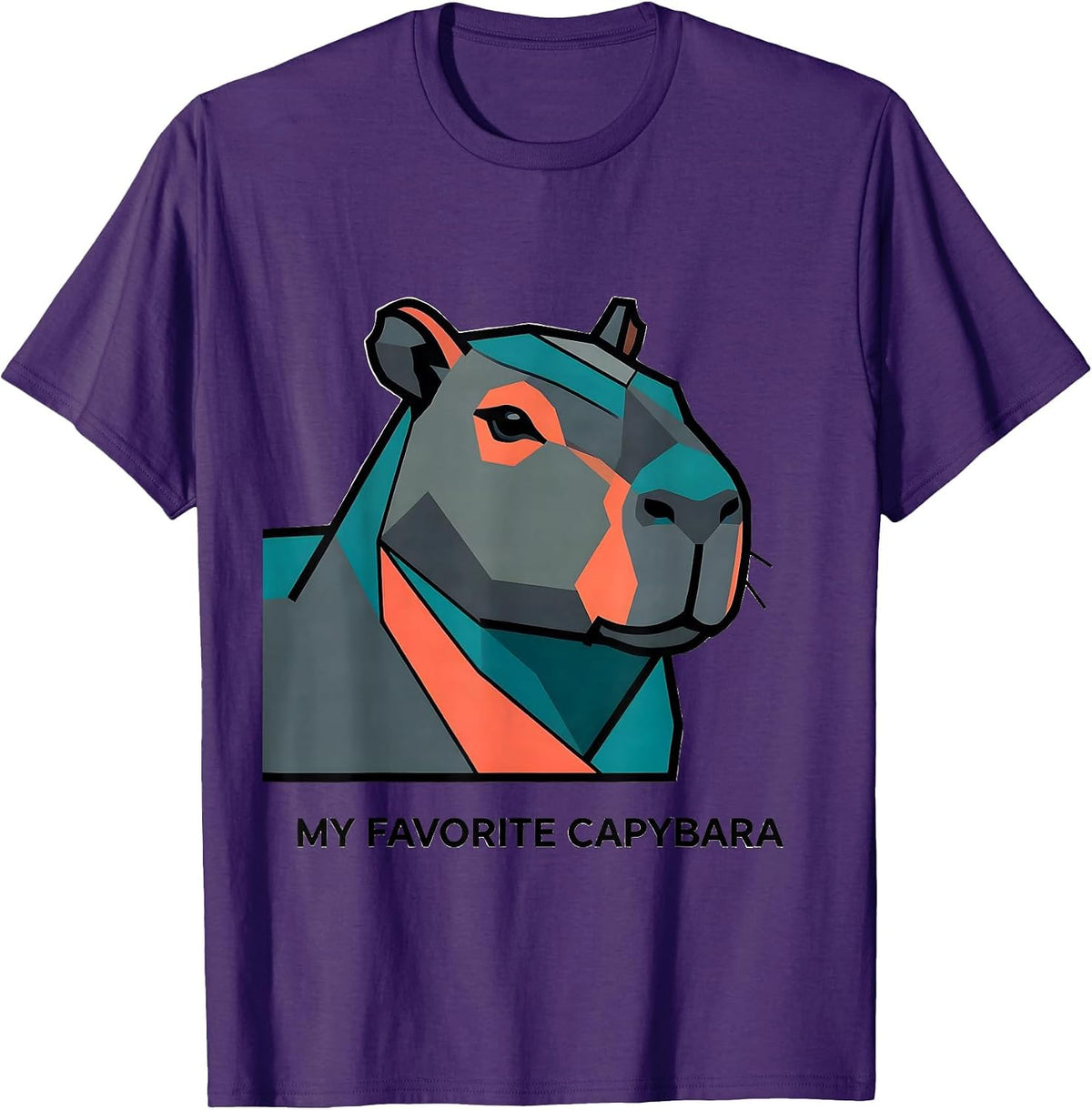 Men's My Favorite Capybara Flat Vector Animal Art Portrait T-Shirt - Purple